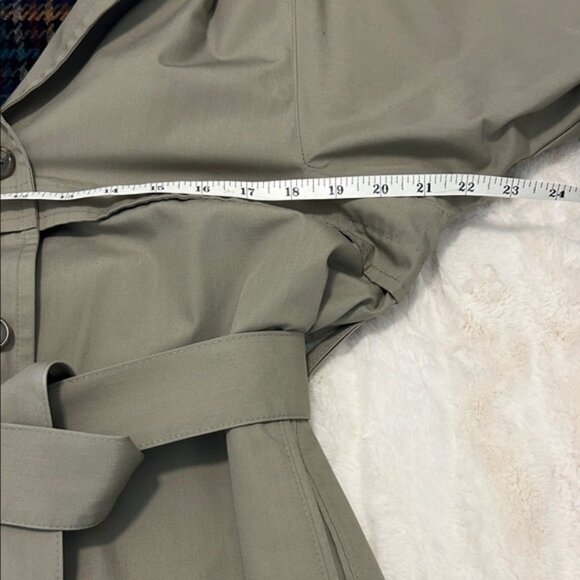 London Fog Women's Maincoats Khaki Trench Coat Removable Plaid Lining Size 12 - Picture 12 of 14